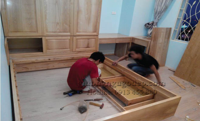 Xưởng đóng giường ngủ gỗ tự nhiên Hà Nội 25 năm kinh nghiệm 
