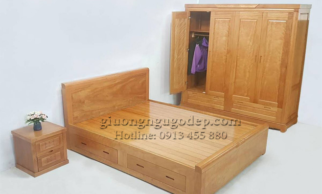 Mẫu giường gỗ đẹp hiện đại giá rẻ cho nhà chung cư 